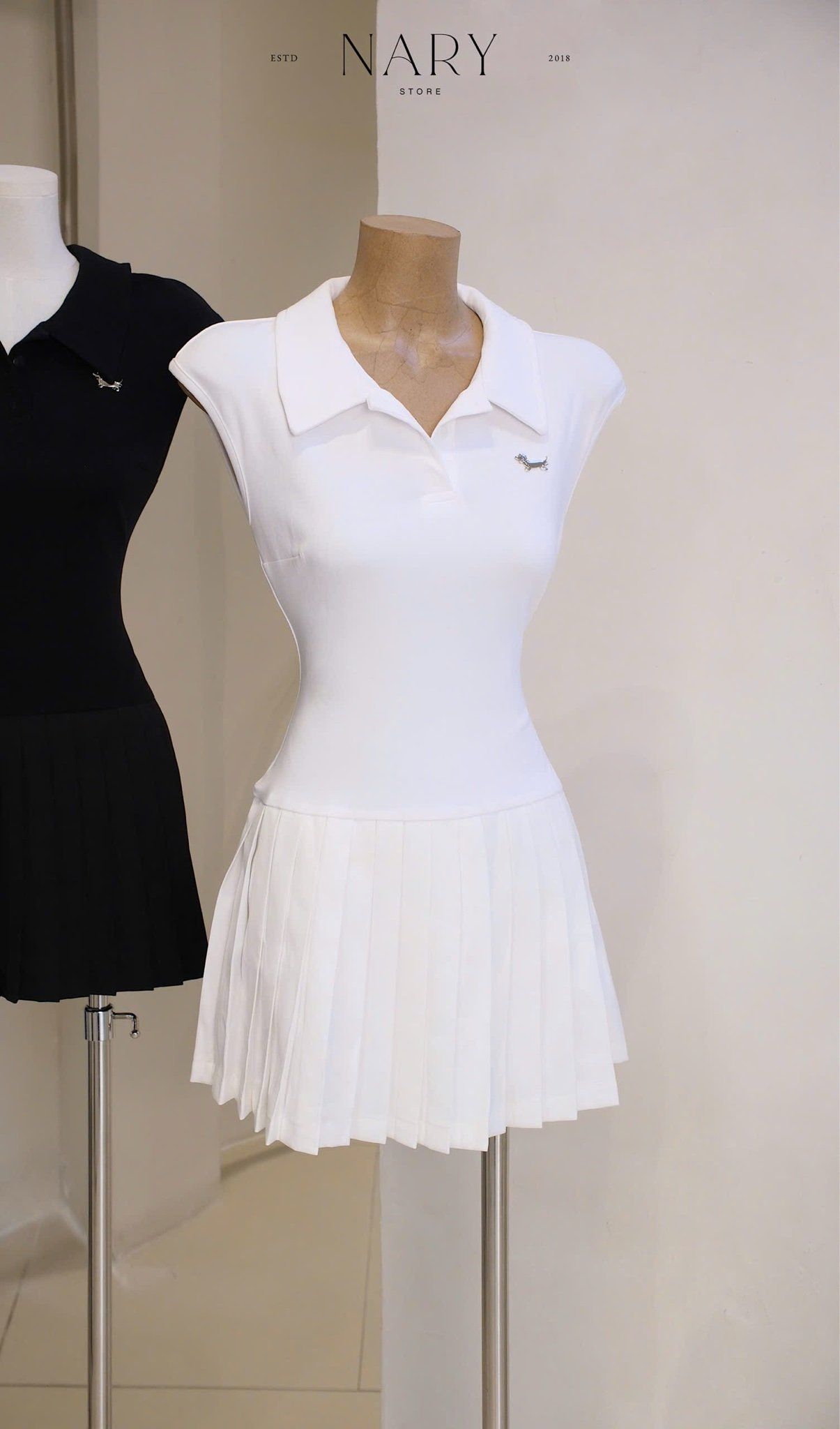 Đầm Xòe Cổ SM Xếp Ly Nhỏ