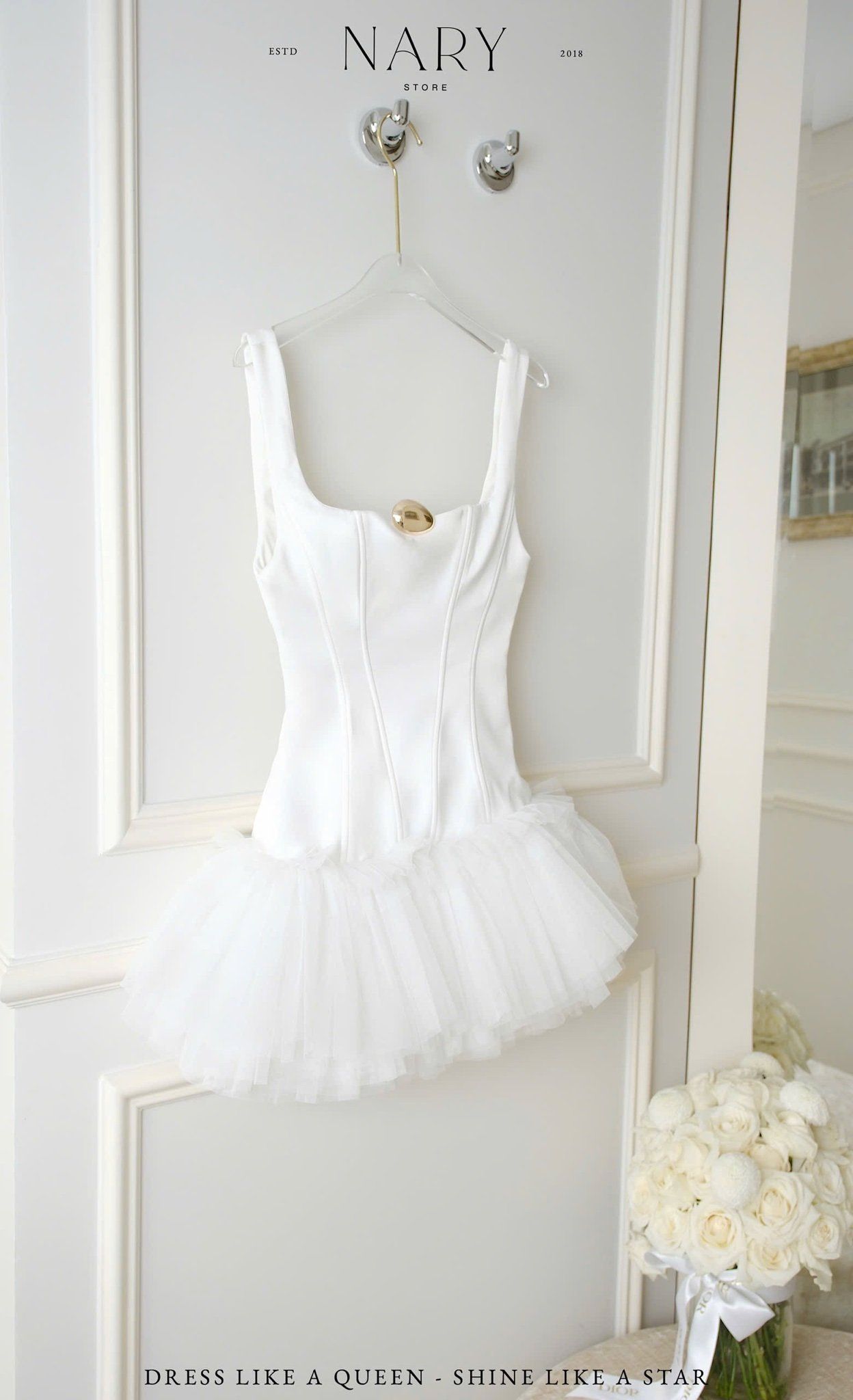 Đầm Phi Phối Lưới Kèm Charm