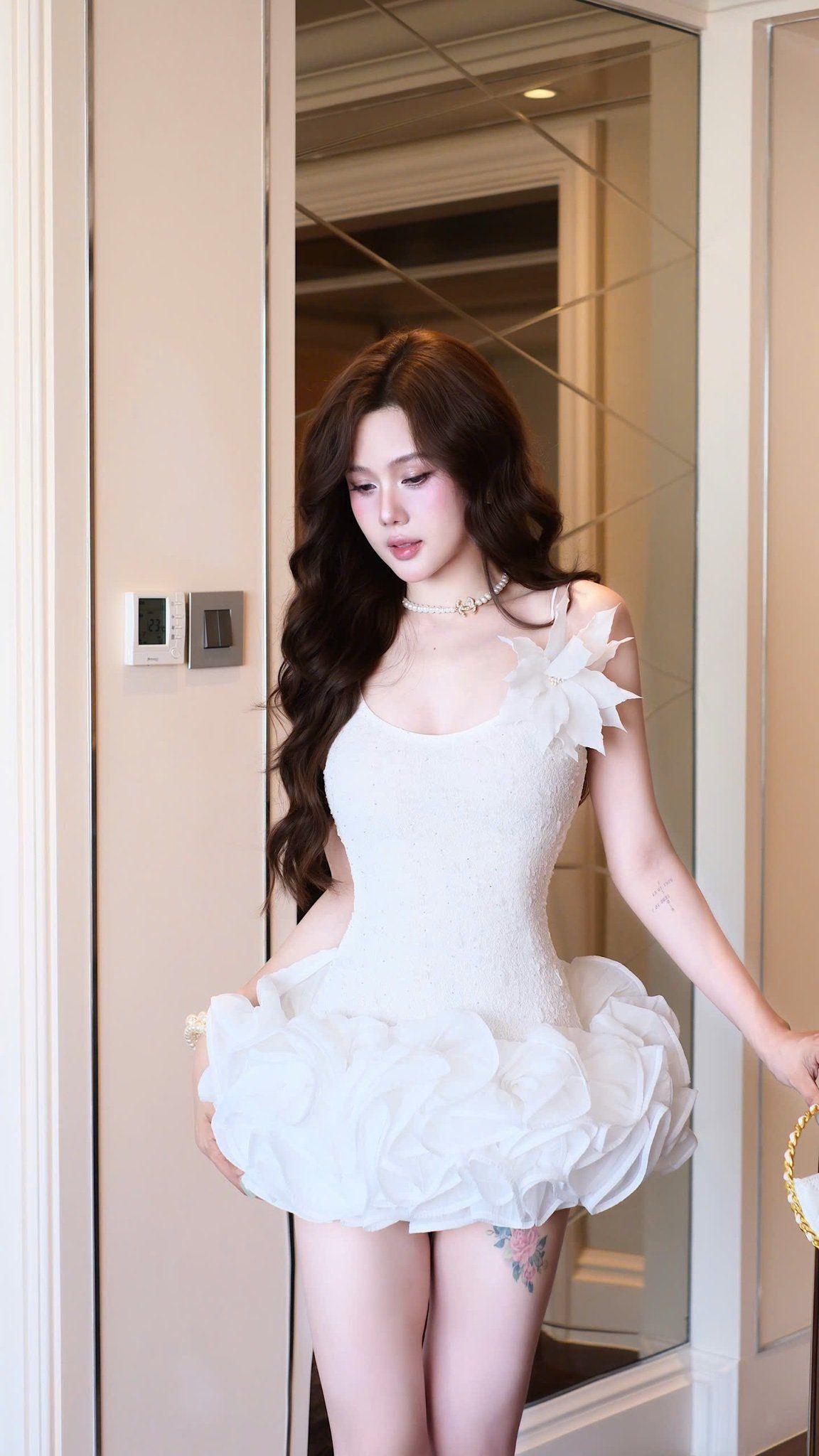 Đầm 2S Bèo Nhúng Kèm Hoa