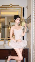 Đầm 2S Bèo Nhúng Kèm Hoa