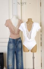 Áo Bodysuit Nhúng Phối Ren