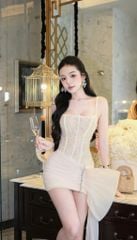 Đầm Kim Sa Phối Voan Viền Đá