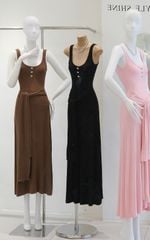 Đầm Dài Cột Eo Đính Nơ