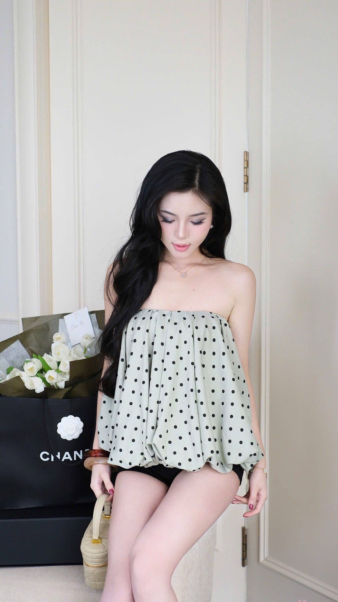 Áo Ống Bí Chấm Bi