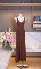 Đầm Dài Cột Eo Đính Nơ