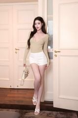 Áo Bodysuit Cổ Tim Viền Ren
