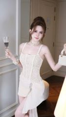 Đầm Kim Sa Phối Voan Viền Đá