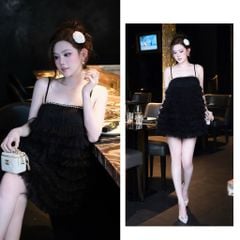 Đầm Babydoll Tầng Viền Đá