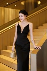 Đầm Lụa Cổ V Phối Ren
