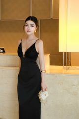 Đầm Lụa Cổ V Phối Ren