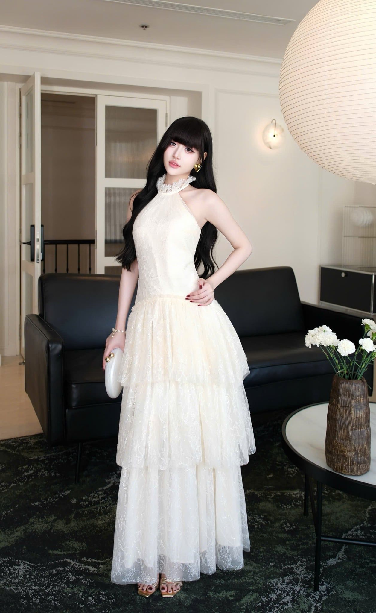 Đầm Cổ Yếm Ren Tầng