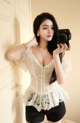 Áo Bẹt Vai Phối Ren Bèo