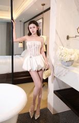 Đầm Cup Ren Bí Nơ Charm