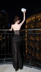Đầm Yếm Ren Nhún Eo Xẻ Tà