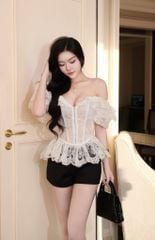 Áo Bẹt Vai Phối Ren Bèo