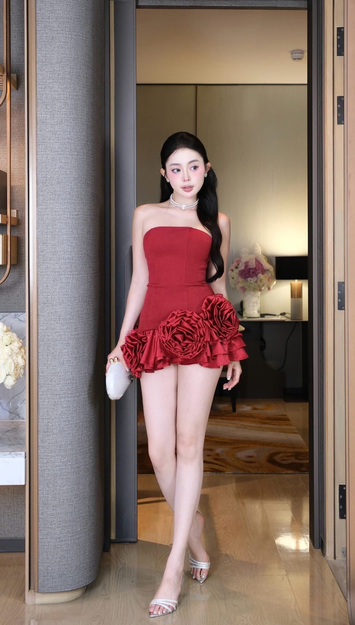 Đầm Cup Kết Hoa Tà Xéo