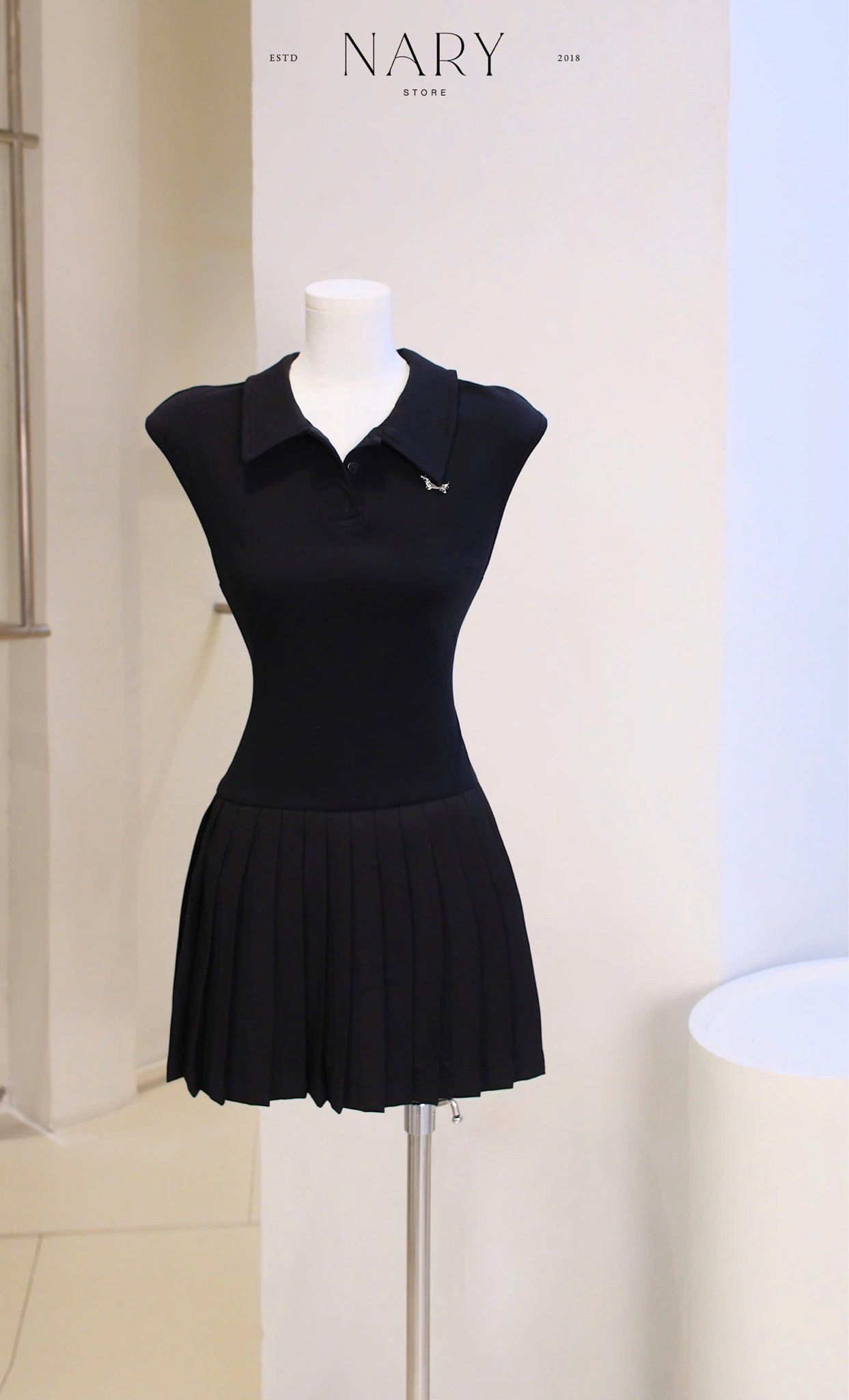 Đầm Xòe Cổ SM Xếp Ly Nhỏ