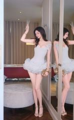 Đầm 2S Bèo Nhúng Kèm Hoa