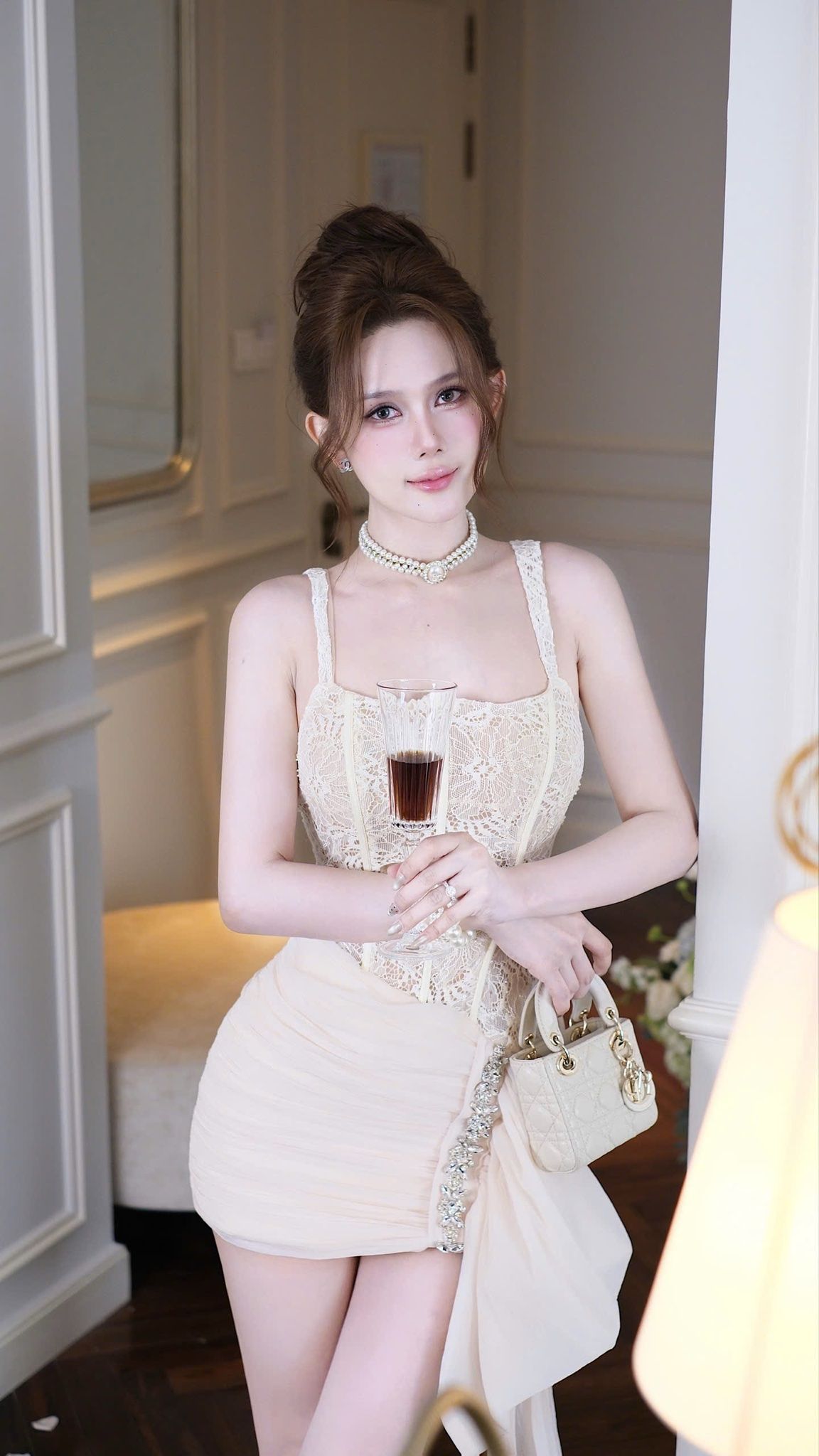 Đầm Kim Sa Phối Voan Viền Đá