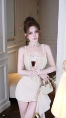 Đầm Kim Sa Phối Voan Viền Đá