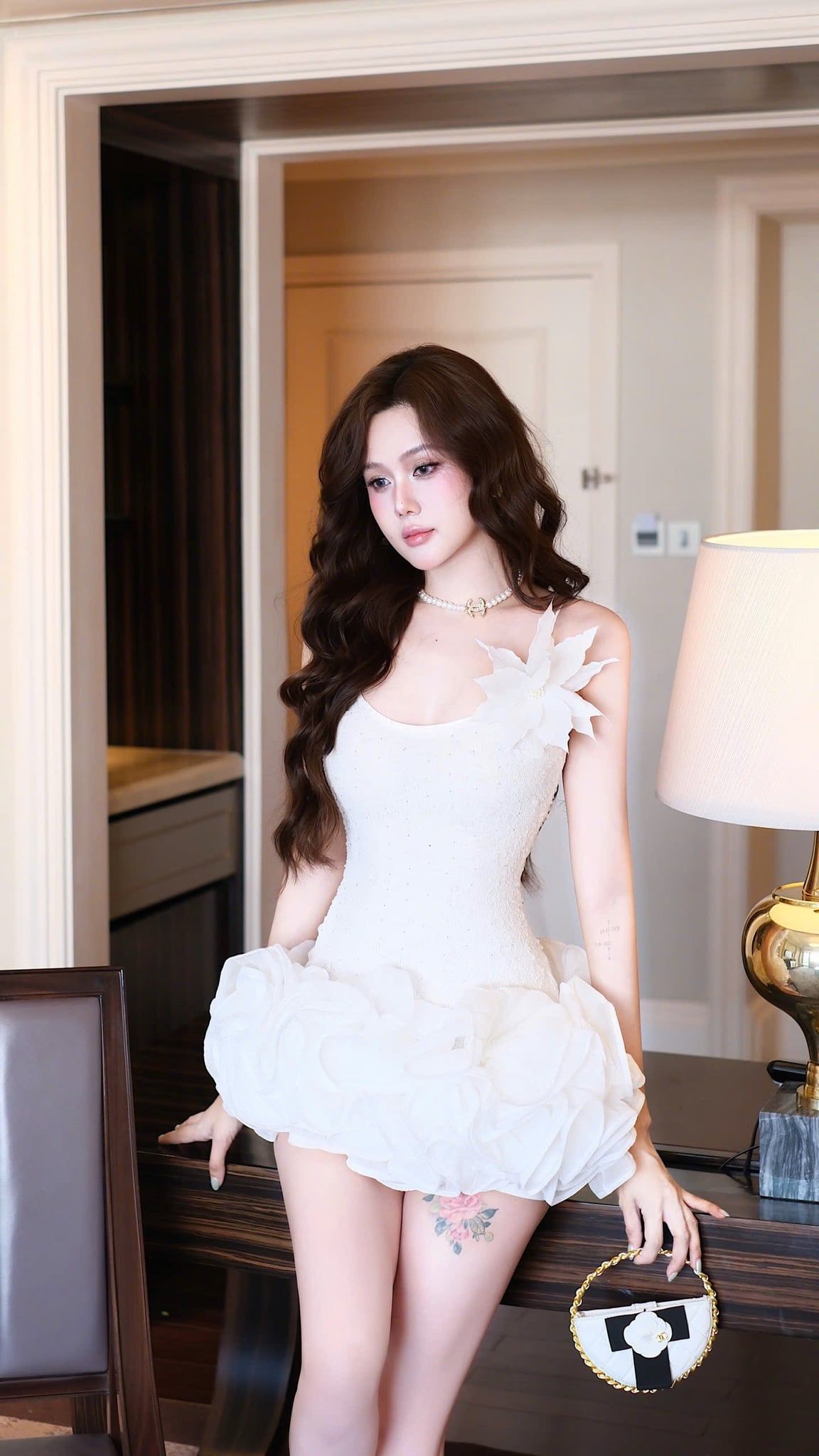 Đầm 2S Bèo Nhúng Kèm Hoa