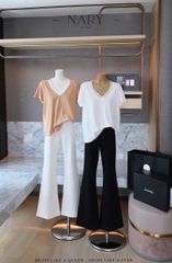 Set Áo Cổ V Quần Loe