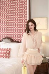 Set Voan CV Tầng Áo Phối Ren