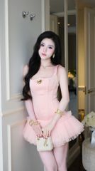 Đầm Phi Phối Lưới Kèm Charm
