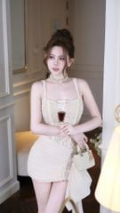 Đầm Kim Sa Phối Voan Viền Đá