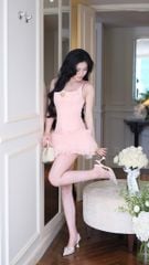 Đầm Phi Phối Lưới Kèm Charm