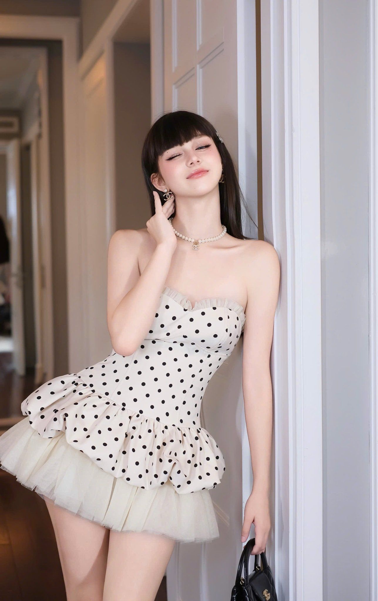 Đầm Cup Bèo Chấm Bi