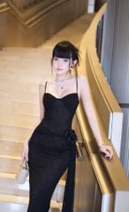 Đầm Lưới Xoắn Eo Kèm Hoa