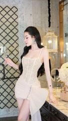 Đầm Kim Sa Phối Voan Viền Đá