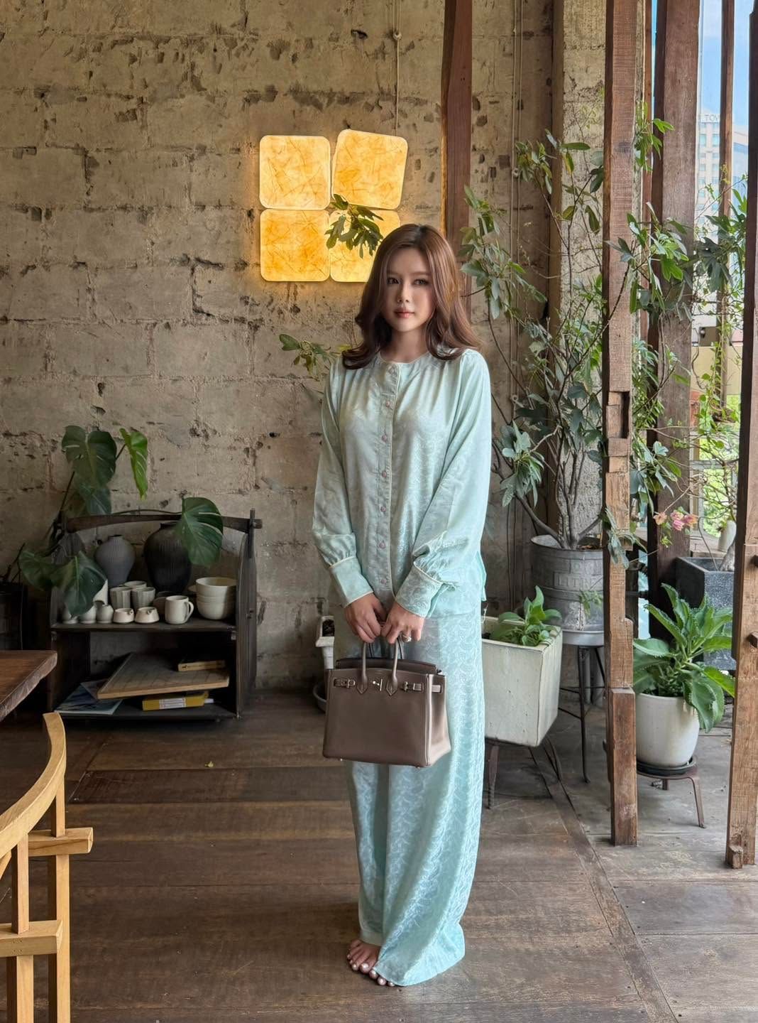 Set Bà Ba Họa Tiết Tay Phồng