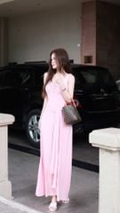 Đầm Dài Cột Eo Đính Nơ