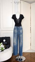 Áo Bodysuit Nhúng Phối Ren