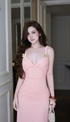 Đầm Lưới Cổ Tim Kèm Charm
