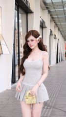 Đầm 2S Xếp Ly Đính Nơ