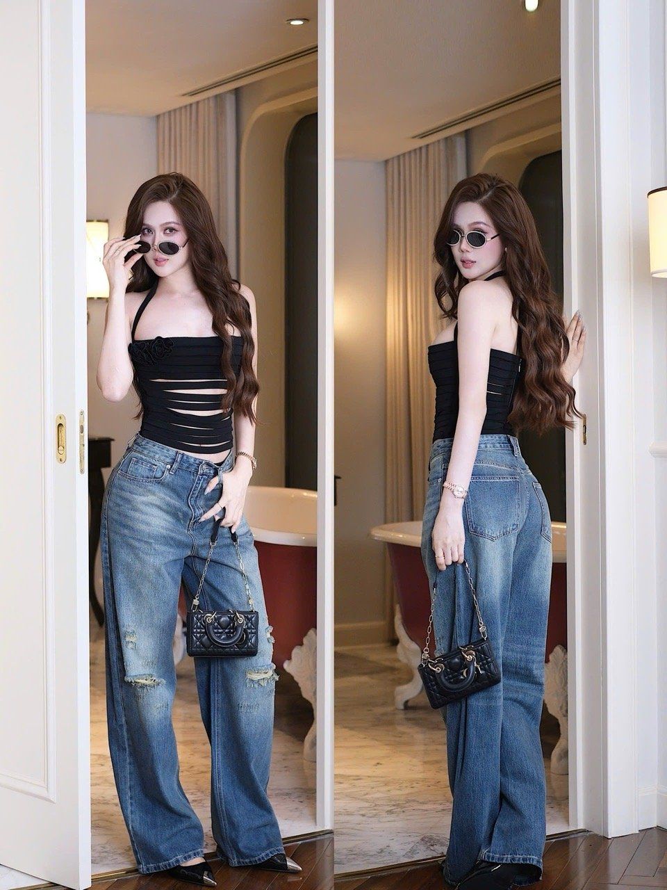 Áo Yếm Trơn Kèm Hoa