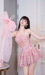 Set Yếm Lưới Hoa Hồng