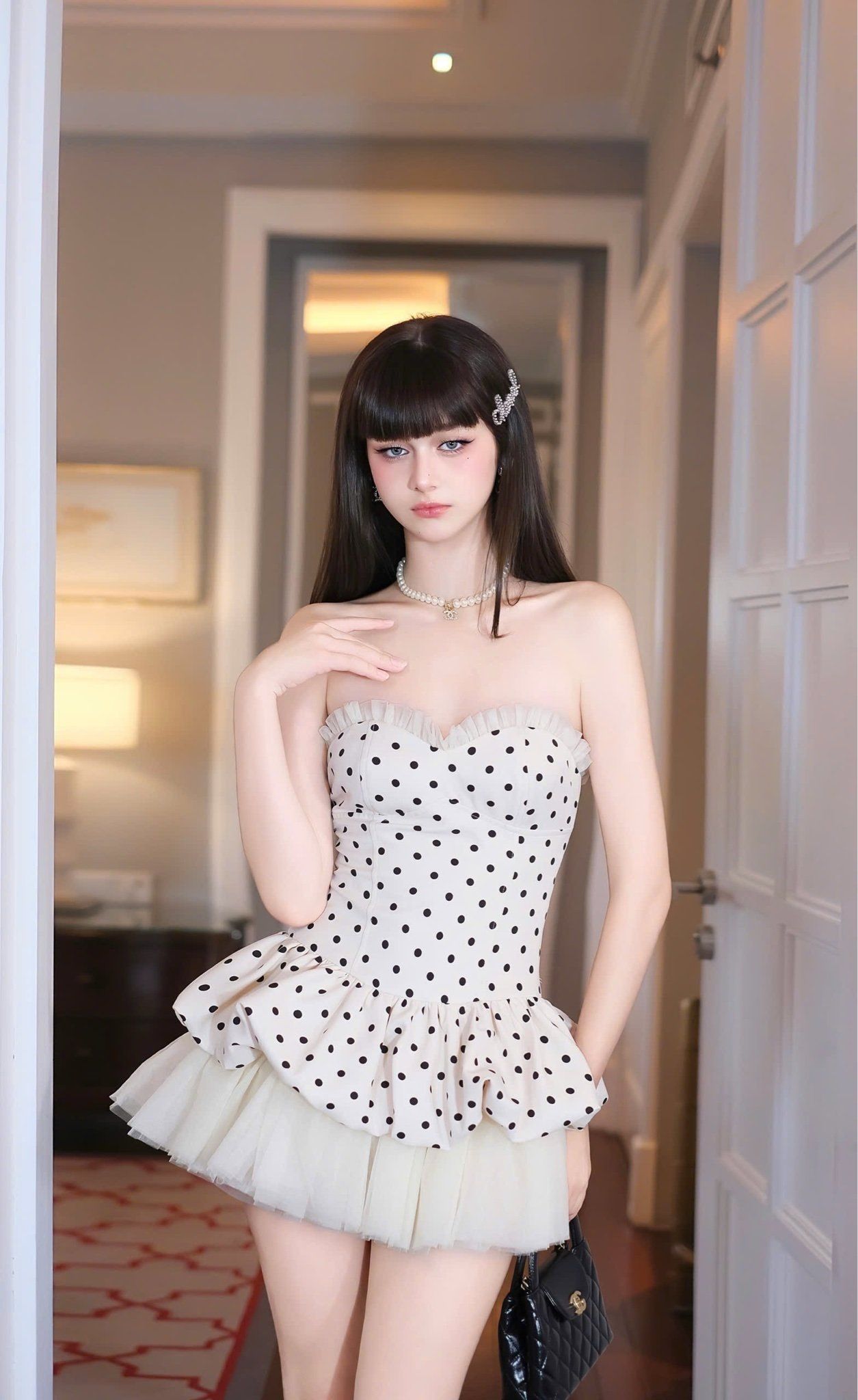 Đầm Cup Bèo Chấm Bi