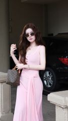 Đầm Dài Cột Eo Đính Nơ