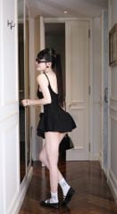 Đầm Thun Len Xòe Kèm Hoa
