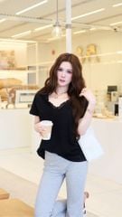 Set Áo Cổ V Quần Loe