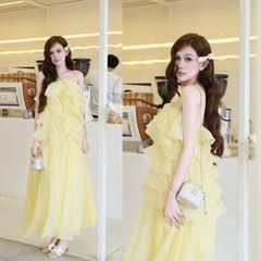 Đầm Yếm Voan Tầng Kèm Charm