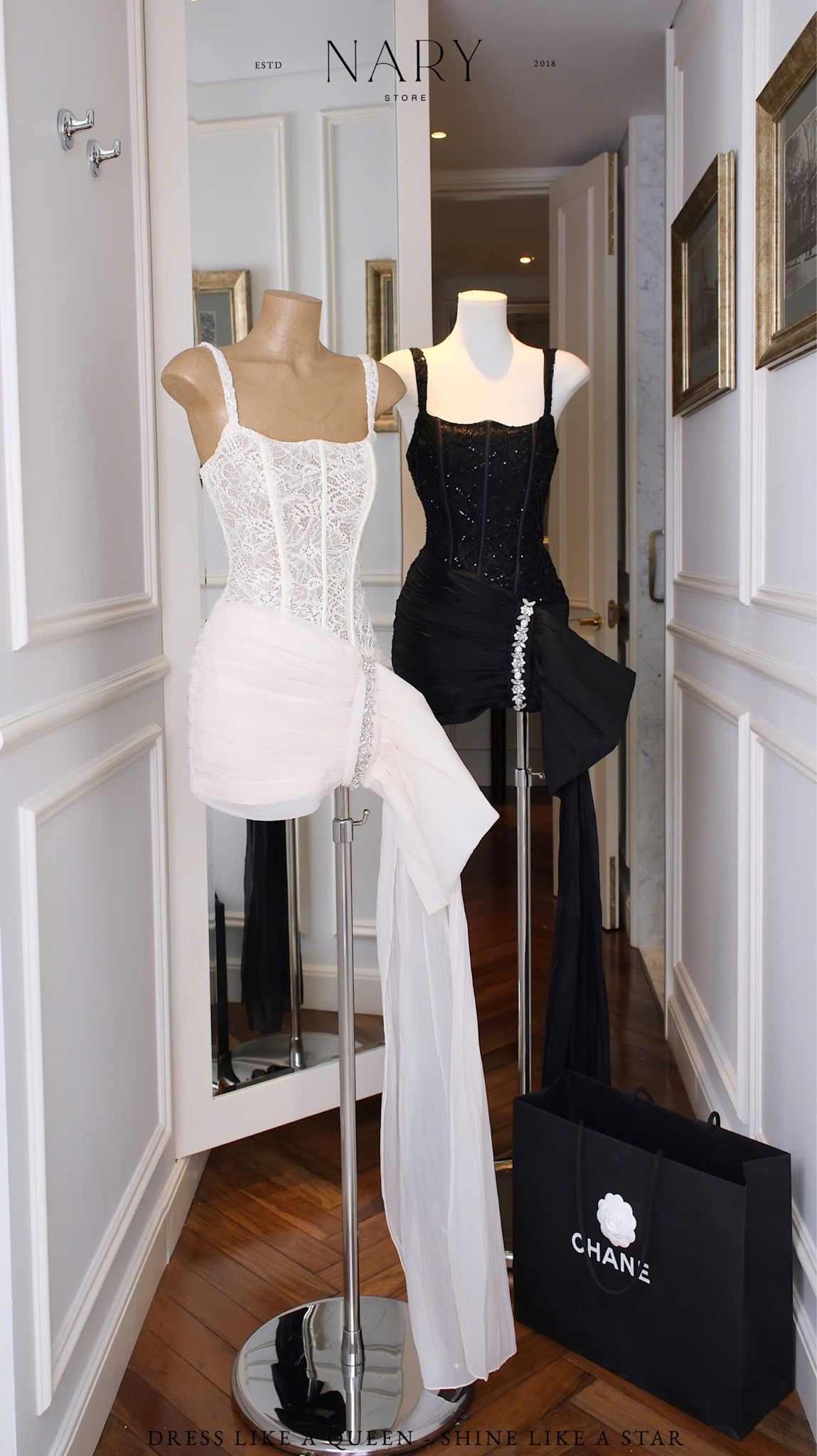 Đầm Kim Sa Phối Voan Viền Đá