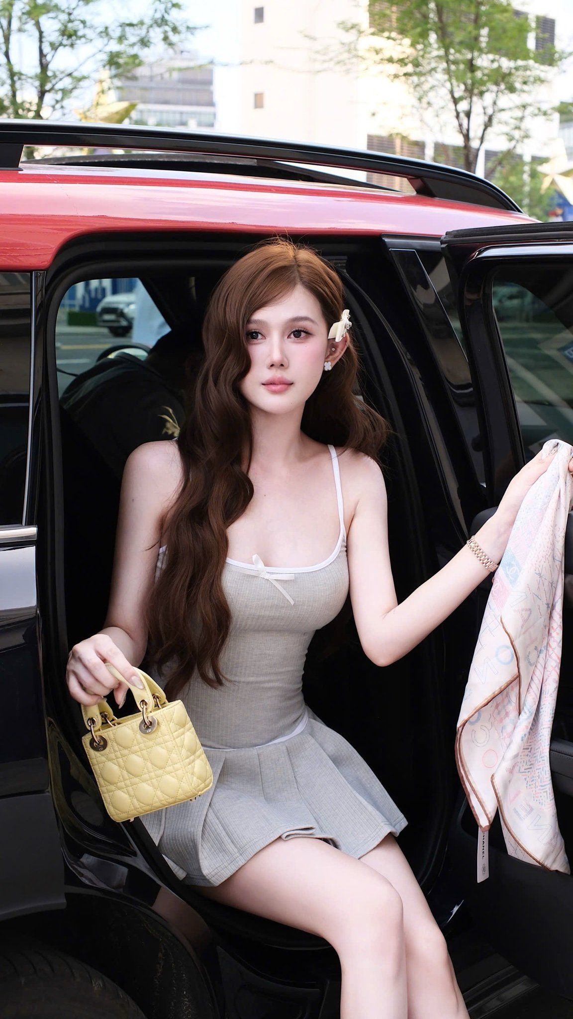 Đầm 2S Xếp Ly Đính Nơ