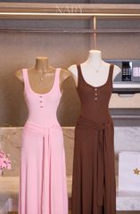 Đầm Dài Cột Eo Đính Nơ