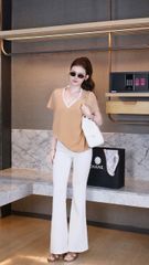 Set Áo Cổ V Quần Loe