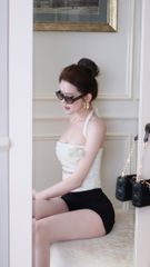 Áo Yếm Trơn Kèm Hoa